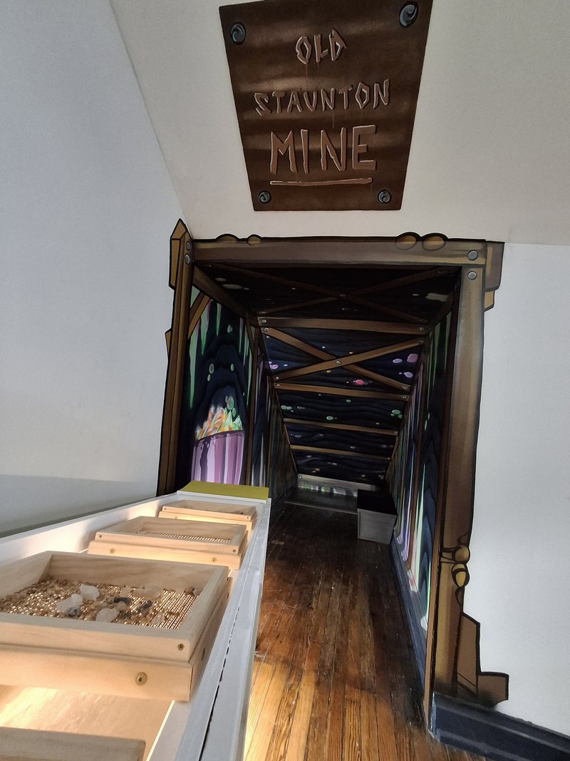The Old Staunton Mine sign over the entrance to the gem-mining sluice
